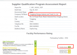 祝陽江恒裕工貿(mào)有限公司通過WCA/SQP驗廠，并取得WCA最高等級綠燈86分